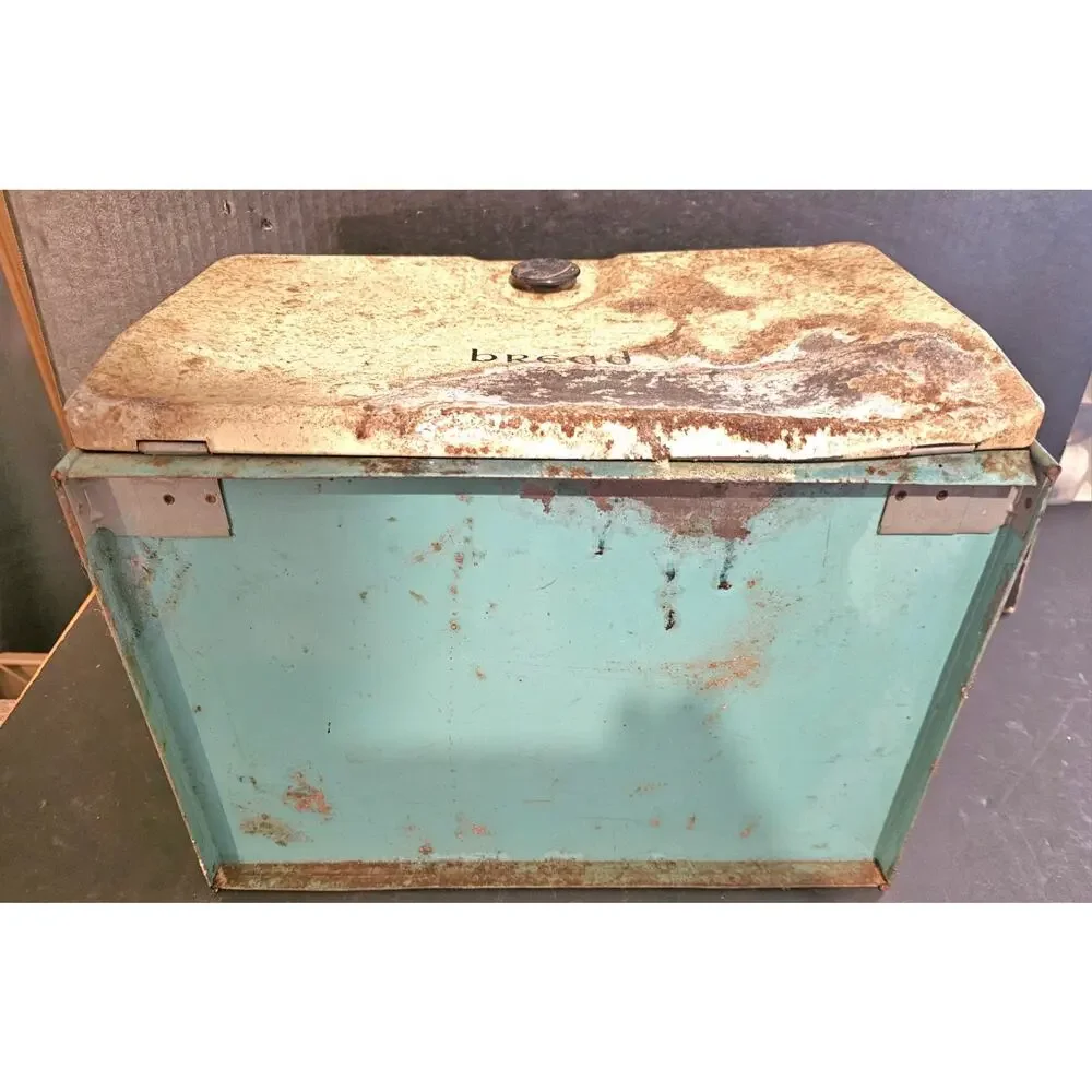 Vintage Metal Bread Box Antique Storage Tin Country HARVELL